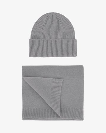 Merino Wool Beanie & Scarf - Heather Grey