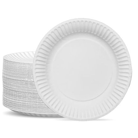 100 Papptallerkener 23cm - 9 tommer Papir, Engangs, Egnet for Fest, Bursdag, Bryllup, Spleiselag