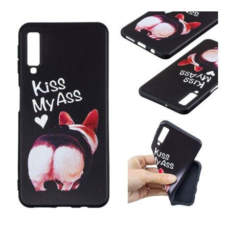 Samsung Galaxy A7 (2018) beskyttelsesetui i silikone med mønster - "Kiss My Ass" Multicolor