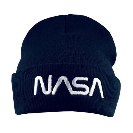 Nasa Mäns Logotyp Mössa En One Size Fransk Marin