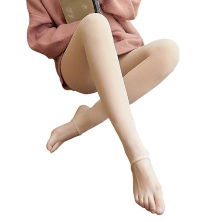 Vintervarme fleece strømpebukser fôret naturlig hudfarge leggings slanke