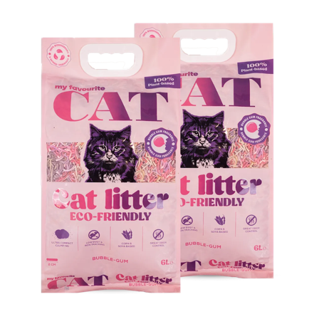 My favourite CAT - Eco-Friendly Cat Litter 6L x 2 - Bubble-gum - Katt - Kattesand & kattestrø - Økologisk kattesand og kattestrø - ZOO.no