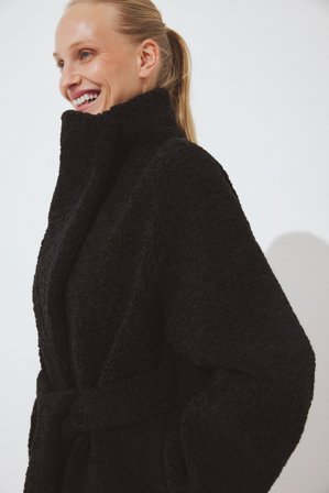 NA-KD Manteau en fourrure synthétique à col montant - Manteaux et Blousons Teddy - Noir - EU 34