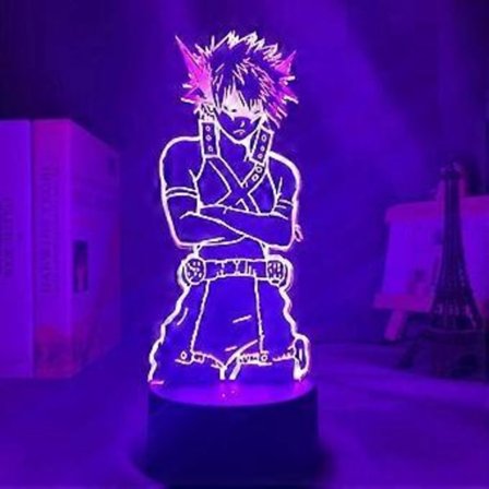 Anime Lampe Natlampe Illusion Lys My Hero Academia Katsuki Bakugo Figur 3D til Børneværelse LED Børne Julegave Sengebord Farverig Fødselsdag Lam