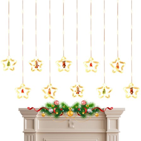 Julebelysning, Vinduslyssløyfer, Dimbar Lysslynge for Innendørs Utendørs Soverom Hage Festdekorasjon