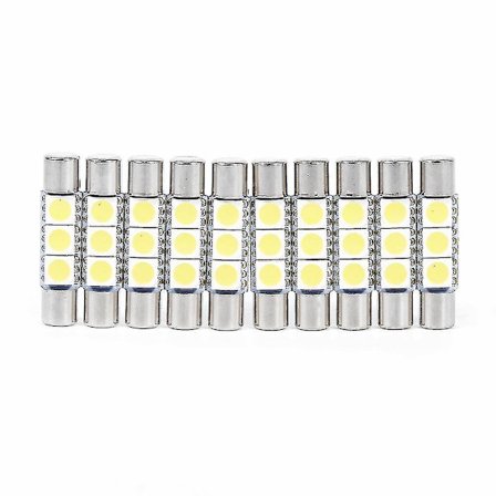 10 stk. 3-smd 29-30mm 6641 Sikring LED Pære Forfængelighed Spejl Lys Solskærm Lampe Hvid
