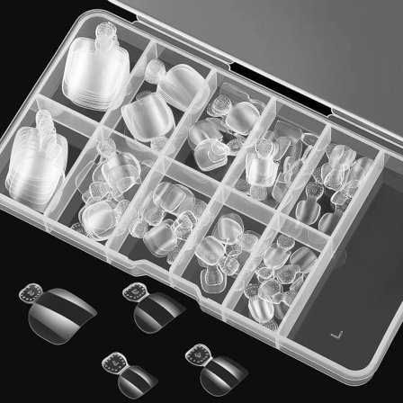 100 stk. falske tånegle i 10 størrelser Falske tånegle Cover kunstige franske tånegle Gennemsigtige falske tånegle med æske