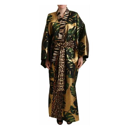 Dolce & Gabbana Leaves Print Kimono Jakke Frakke Gul, Dame