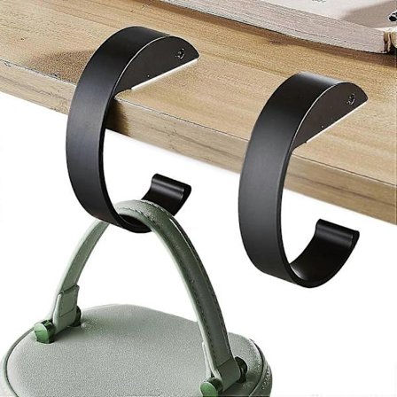 Set med 2 C-formade krokar för att hänga handväskor på bord eller skrivbord - Robust