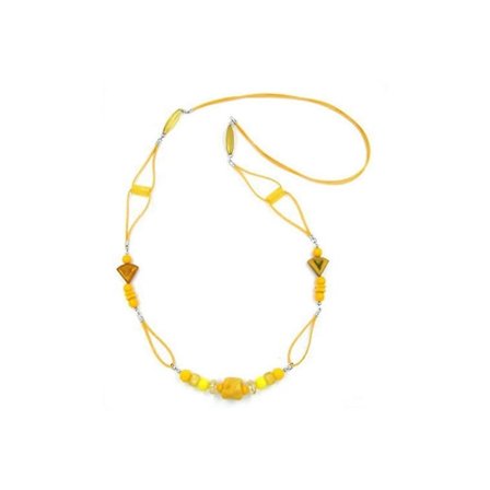 Halsband Sten Pärla Matt Gul 100cm - Gl02406