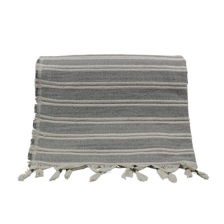 Koristeellinen puuvillainen torkkupeitto, 150x210cm, Beige