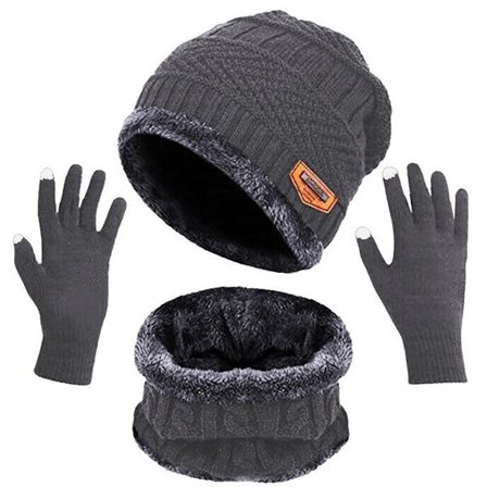 Vintermössa Halsduk Handskar Slouchy Beanie Snöstickad Skull Cap Pekskärmsvantar Cirkelhalsdukar för Kvinnor