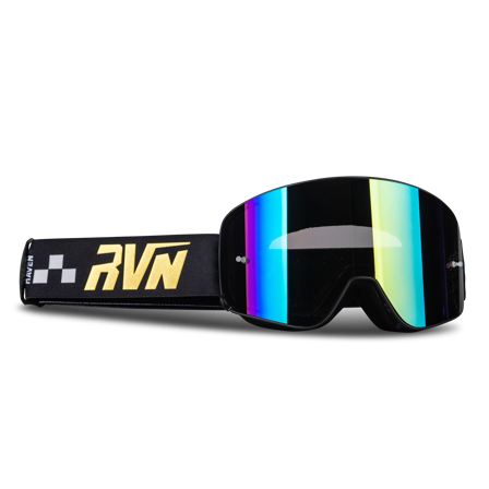 Maschera Cross Raven Edge Magnetic Nero-Oro - Specchio Oro