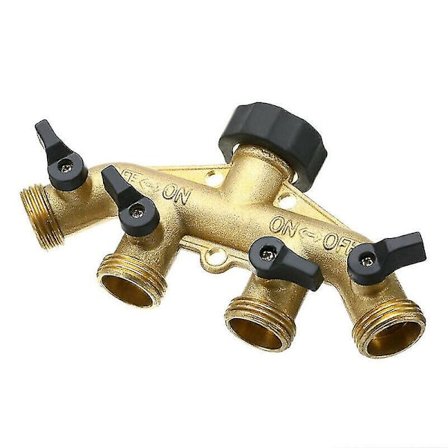 4-vägs Slangkoppling 3/4'' Mässingkran Vattendelare Adapter Utomhus Trädgård