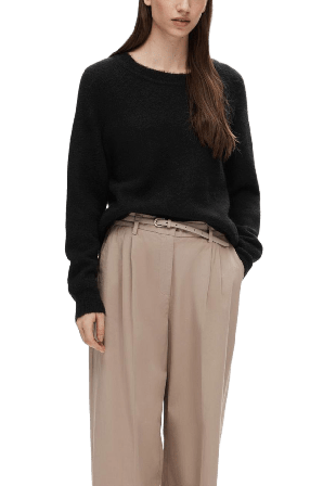 Selected Femme Lulu Ls Knit O-neck Tröjor Dam Svart M