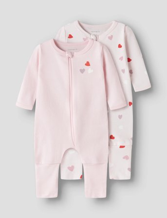 name it Nbfnightsuit 2P Zip Ff Car. Heart Noos - Pink - 98