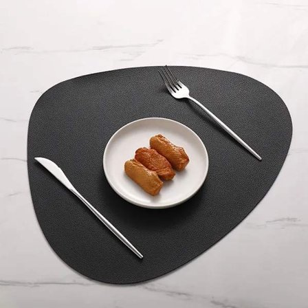 43x36 cm Läder Bordslöpare Western Bordstablett Lätt Att Rengöra Triangel (Svart)