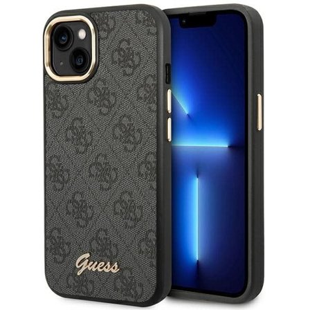 Guess GUHCP14SHG4SHK iPhone 14 6.1 "svart / svart hårt fodral 4G Vintage Gold Logo