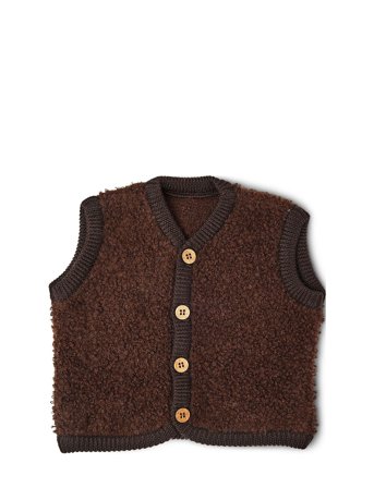 Vest Bouclé Merino Wool W. Buttons Brown Smallstuff