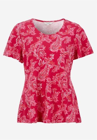 Cellbes of Sweden - Mønstret jerseytop i cerise / paisley til damer i størrelse 42/44