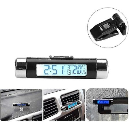 Bil LCD Digital Klips Termometer Ur Digital LED Bil Ur