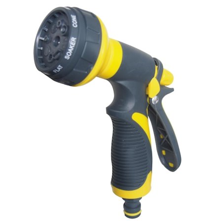 Hageslange spray pistol, 2 stk 8 funksjoner hagevannpistol vanningspistol for bilvask, kjæledyrbad, hage / plen vanning(Gul)