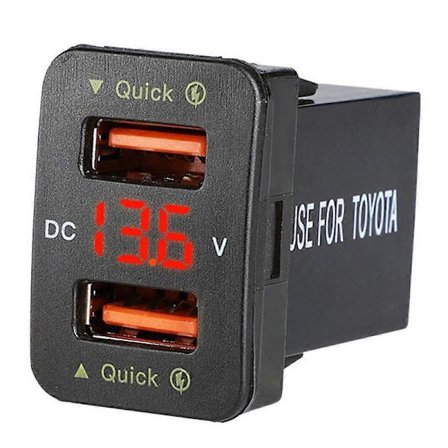 44X26MM 36W Hurtiglader for bil QC3.0 Dobbel USB Hurtiglader med RØD Spenning Vanntett Mobiltelefon C