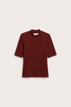 Kappahl | Ribbet topp med polokrage Rød M | Rød