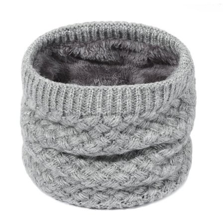 Halsklud Dame Efterår og Vinter Stribet Strikket Tyk Varm Halsklud Herre og Dame Udendørs Ensfarvet Fløjl Kuldebestandig Nakkebeskytter