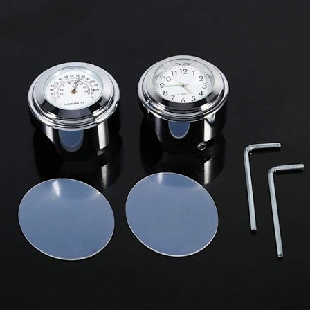 Motorcykel Styremonterad Klocka med Urtavla och Termometer