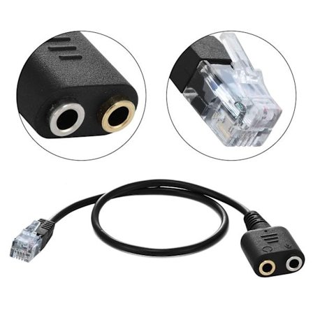 Hane til 2 x 3,5 mm Hunn Jack Hodetelefoner Telefon Mikrofon Lydsplitter Adapter Kabel for Fasttelefon