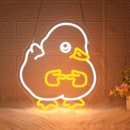 Neon-kyltti, Ankan neonkyltit seinäkoristeeksi, Söpö keltainen eläin-LED-kyltti huoneeseen, miesluolaan, kodin sisustukseen, USB-virtalähde