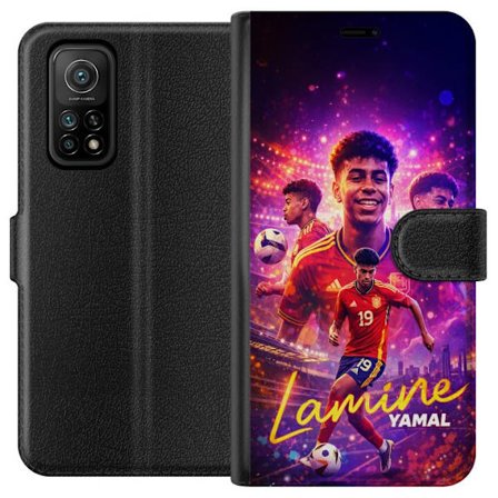 Yhteensopiva Lompakkokotelo Xiaomi Xiaomi Mi 10T Pro 5G Lamine Yamal jalkapallo juliste Espanjan maajoukkueen pelipaidassa dynaamisella liikkeellä, v