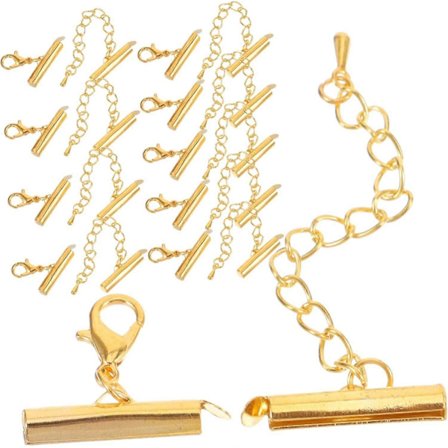 10 sæt Ørering Slide Tube Glidende Tube Slider Endelås Smykkelåse Slide-on