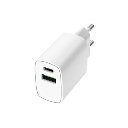 Laddare med dubbla USB-A-portar 18W / USB-C 20W Power Delivery Grab 'N Go Vit