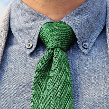 Limegrön Stickad Slips för män - Smala slipsar