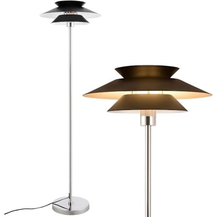 NETTLIFE Golvlampa Vardagsrum Svart Modern E27 1 låga med fotbrytare Vintage Metall Industriell Design Höjd 145CM
