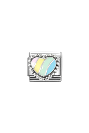 Classic Symbol 925 Sterling Silver Multicolor Raised Heart