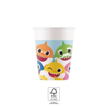 Baby Shark Pappmuggar för Soliga Dagar, 8 st, 200 ml, FSC-certifierade