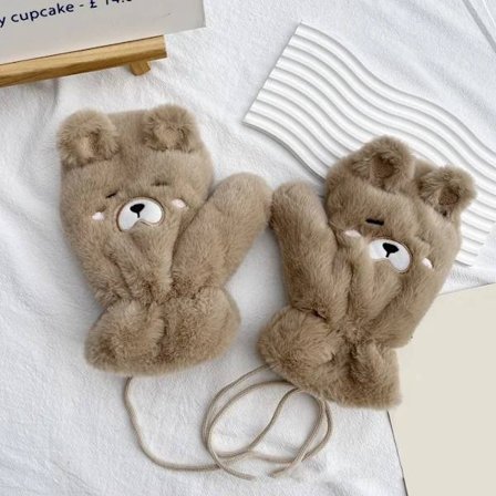 Tecknade Björnvantar Vinterhandskar KHAKI khaki