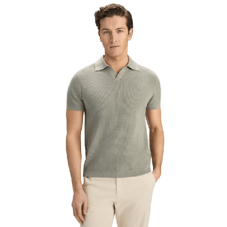 John Henric Cotton Texture Knitted Ss Polo Sweater (pascal) Tröjor Herr Grön S