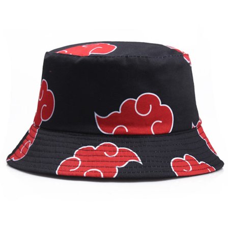 Anime Naruto Akatsuki Röd Moln Hink Hat Unisex Män Kvinnor Fisk