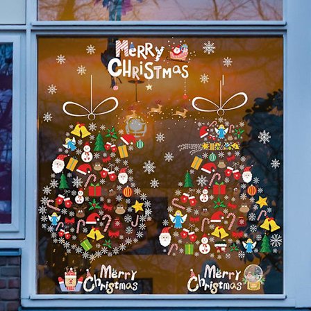 1 stk. Glædelig Jul Vægklistermærke Julemand Gaver Juletræ Vindue-Klistermærke Dekoration