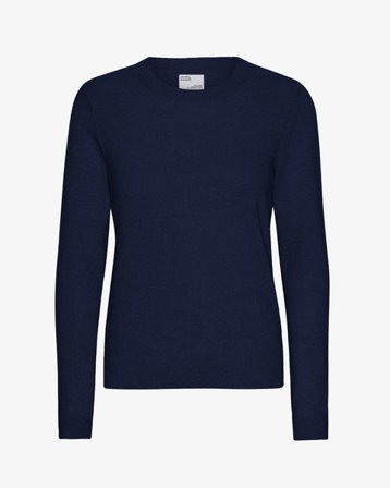 Women Light Merino Wool Crew - Marine Blue - Female - L
