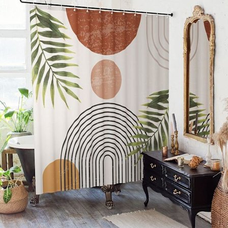 Vakker Boho Dusjforheng Til Badet Ditt Stilig 72" x 72" Moderne Midcentury Gardin Som Passer Til Enhver Baderomsdekor