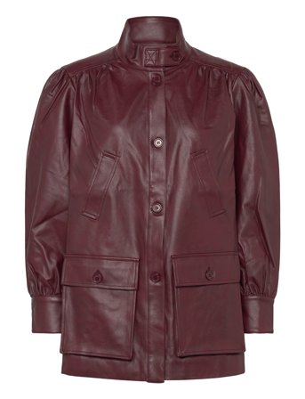 Clements Vegan Leather Jacket Burgundy Bardot
