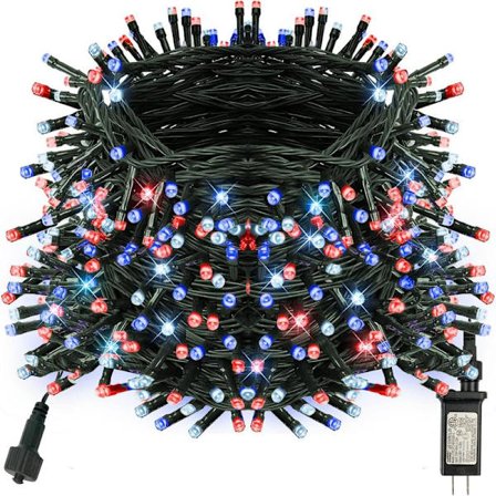 Ljusa 66FT 200 LED-jouluvalot, jouluvalonauhat Liitä punainen, valkoinen ja sininen