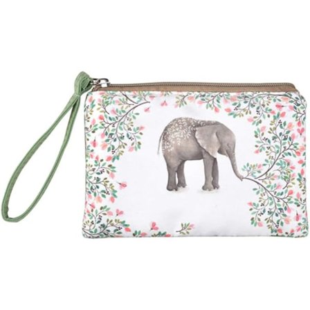 Lille Sød Møntpung, Lærreds Pung, Kawaii Møntpung Med Håndtag Julegave Til Kvinder Teenager Piger (Blomst Elefant)
