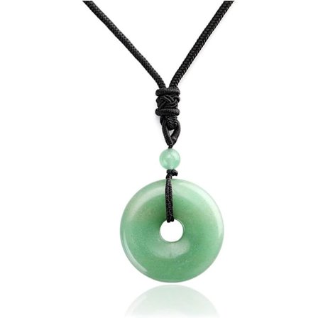 Krystal Donut Vedhæng Halskæde Reiki Sten Lykke Mønt Halskæder til Kvinder Mænd Gave (Grøn)