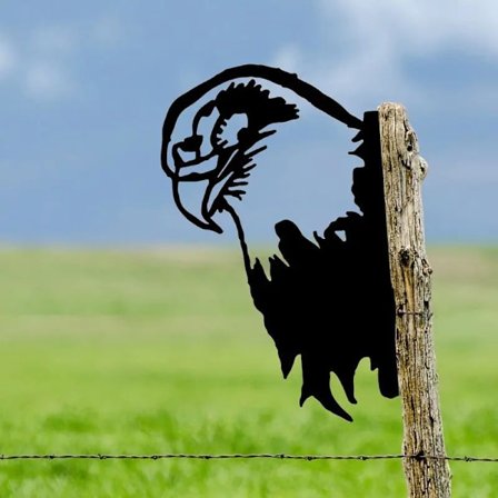 Ørn Silhuet Metal Have Ornamenter til Hegn, Udendørs og Hjemme Indretning, Have Indretning, Skulpturer, Støbejern Silhuetter, Træ, Have, Vægkunst